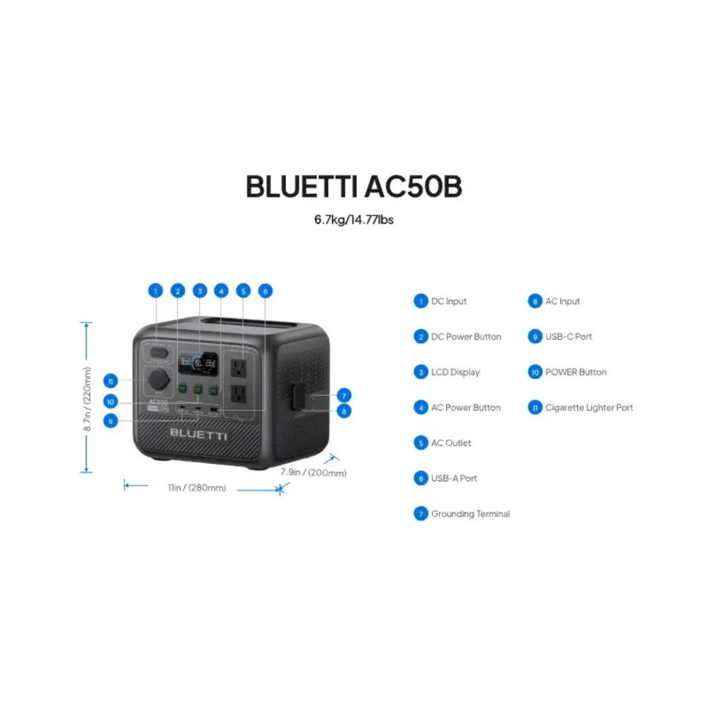 BLUETTI AC50B Portable Power S - Solar Emergency Charger recension och pris